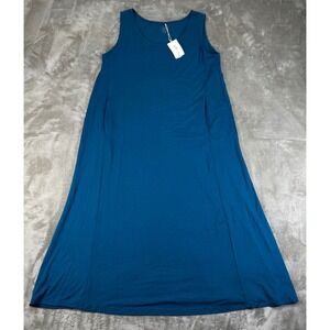GYS Nightgown Women L Blue New Bamboo Viscose Sleeveless Tank Maxi Dress 45"